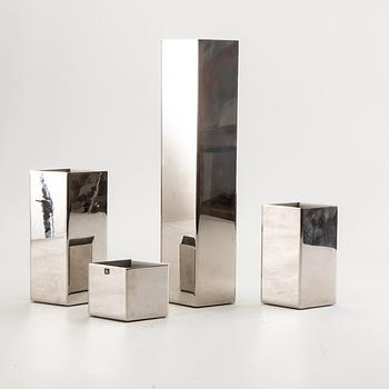Sigurd Persson, a set of four metal signed vases.