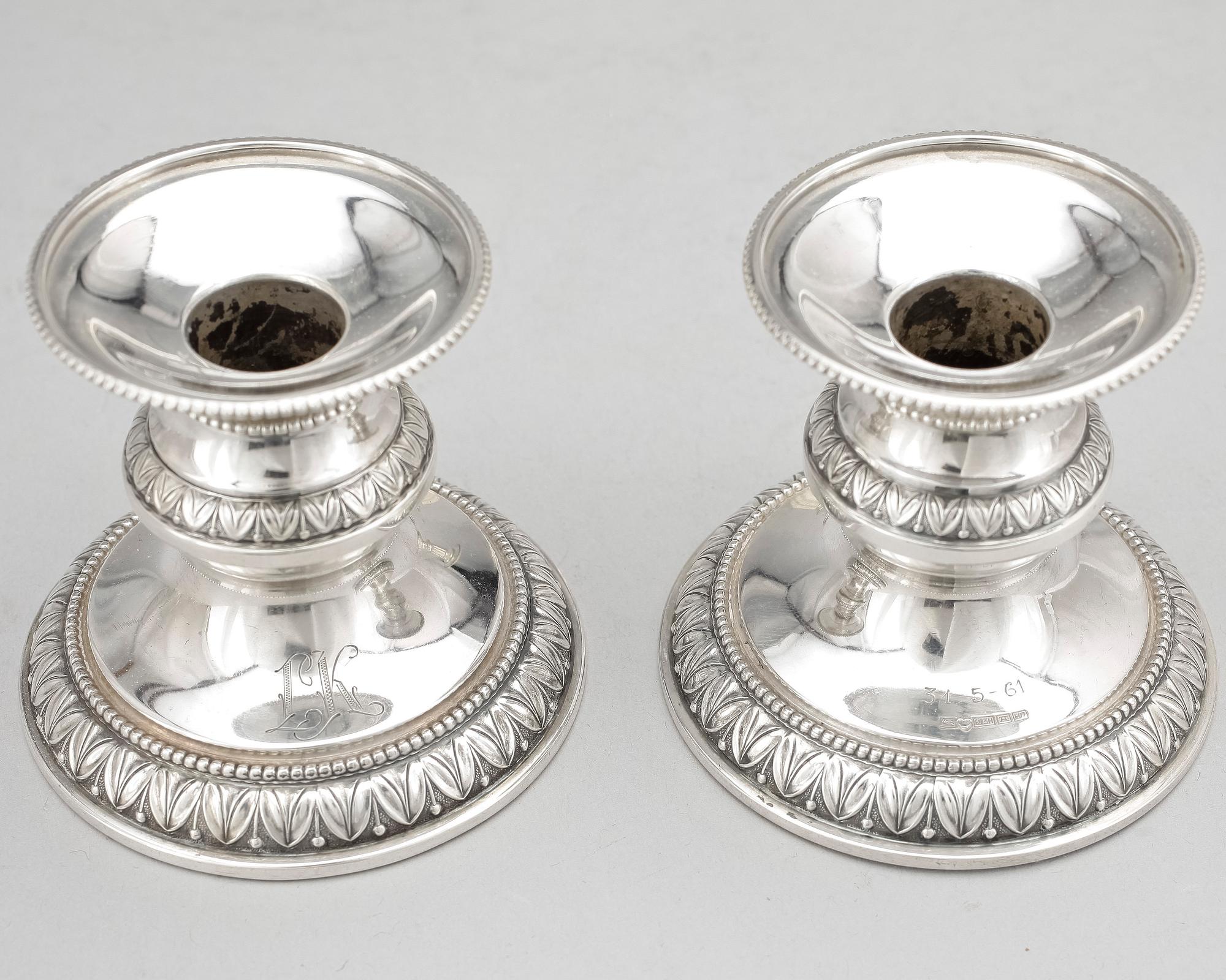 Ljusstakar 2 par, silver, Turku/Åbo, Finland. 1900-talets mitt.