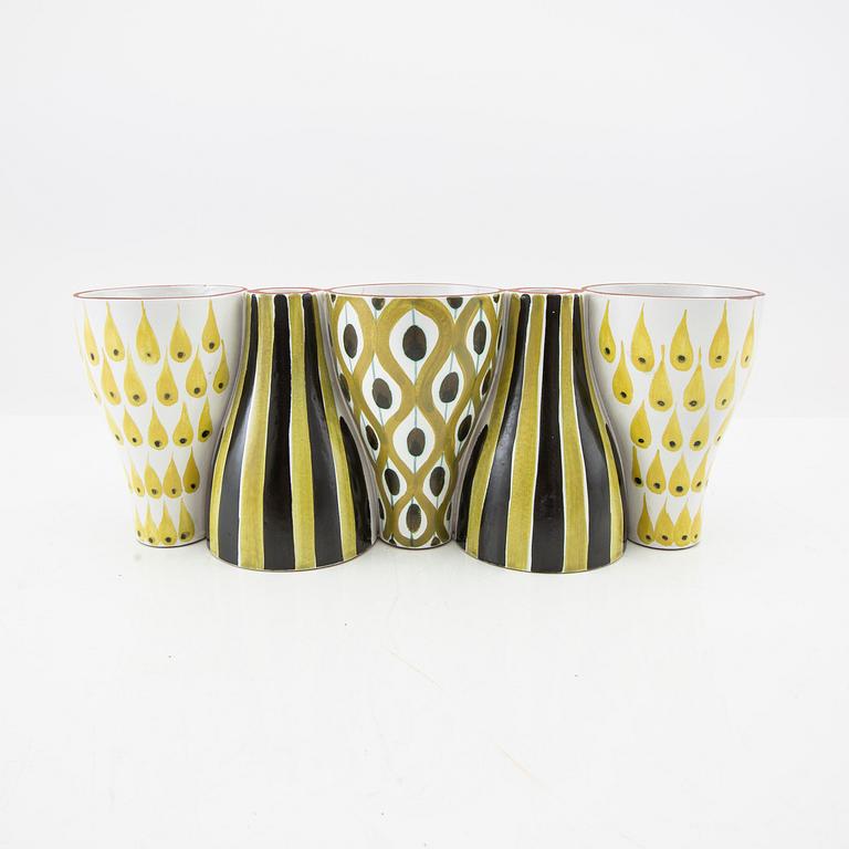 Stig Lindberg, vase/candlestick "snurran" faience signed Gustavsbergs studio, mid-20th century.