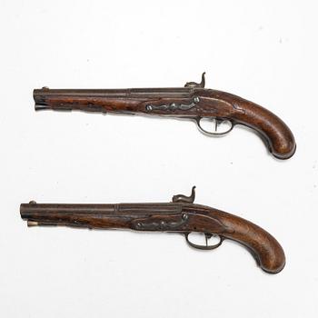 A apir of percussion pistols, signed David Bars, Stockholm (1686-1759),