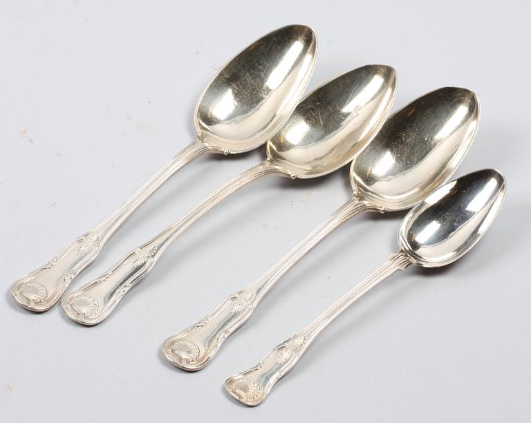 BESTICKSERVISDELAR, 10 delar, silver, flertal smeder bla Christopher Creutz, Stockholm, 1840-70-talet.