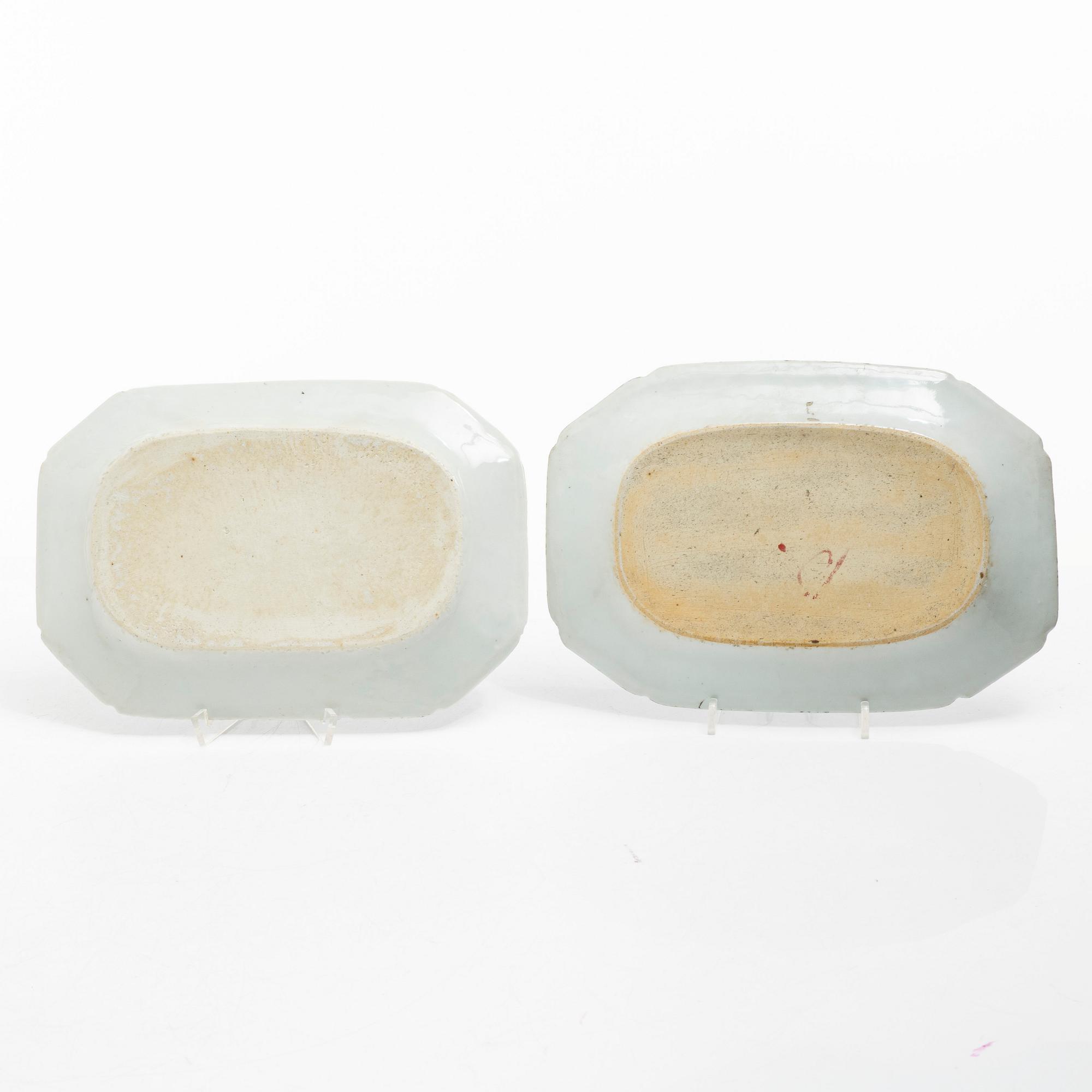 Three blue and white porcelain serving dishes, China, Qianlong (1736-95).