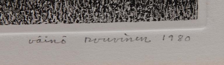 VÄINÖ ROUVINEN, akvatinta, signeerattu, päivätty 1980 ja numeroitu 64/100.