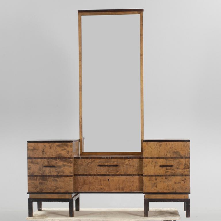 BYRÅ MED SPEGEL, art deco, 1900-talets andra kvartal.