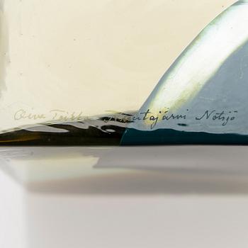 A 1980s glass vase signed Novart-maljakko 16. Oiva Toikka Nuutajärvi Notsjö.