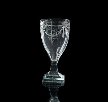 1313. A set of six late Gustavian wine glasses.