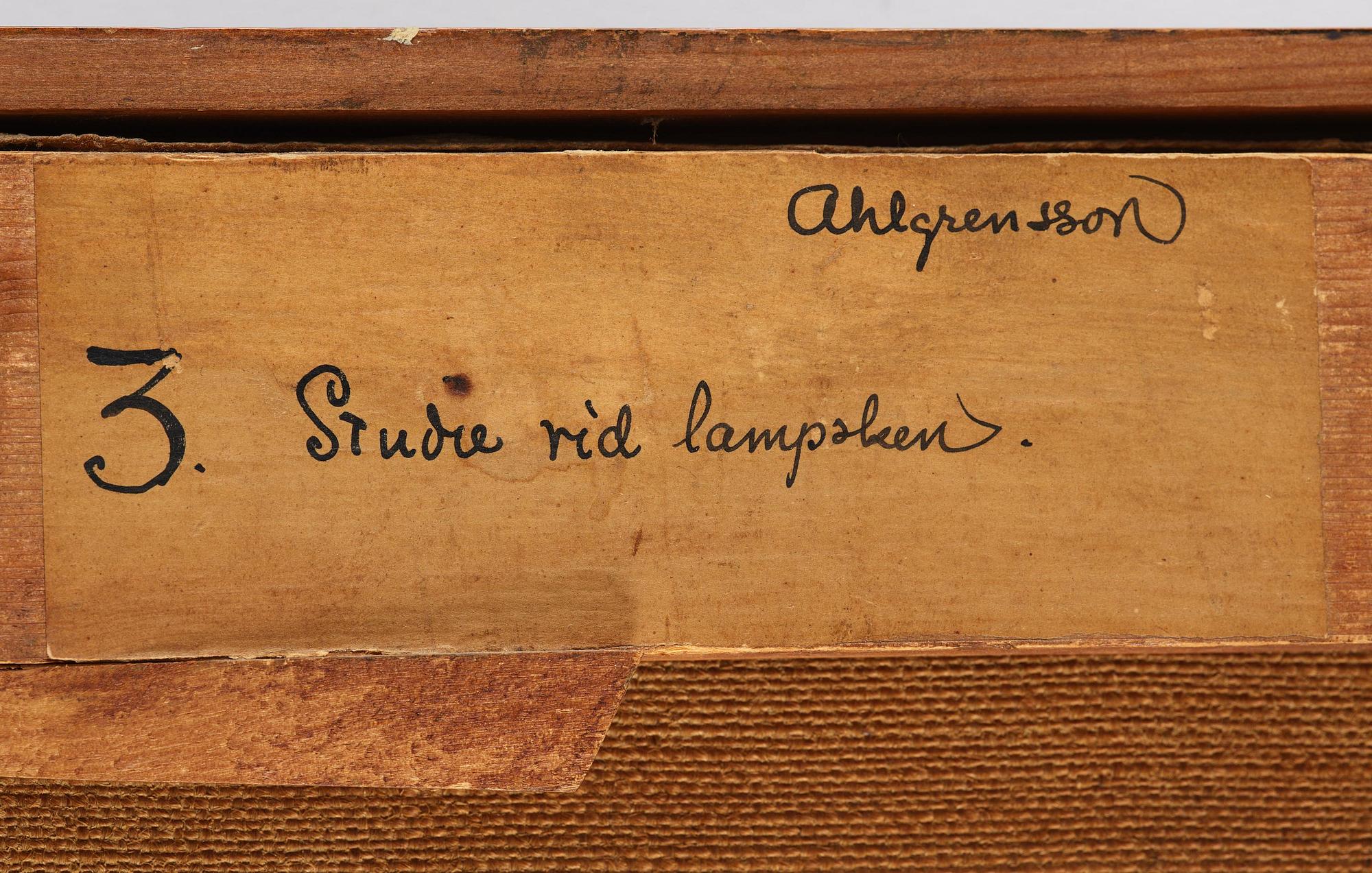 Björn Ahlgrensson, "Studie vid lampsken" ("Study by Lamplight"), Self-Portrait.