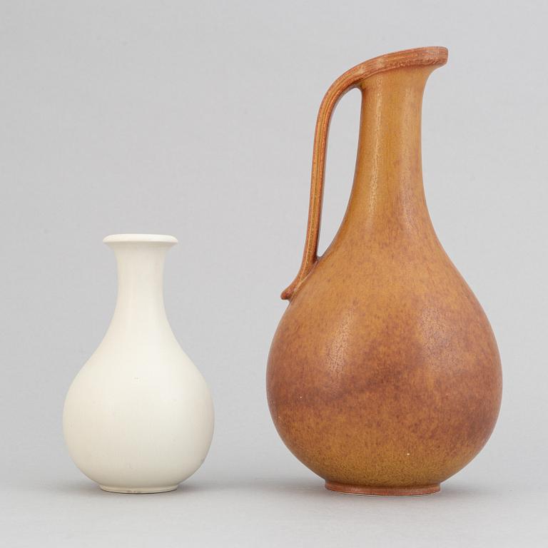 Gunnar Nylund, a set of three stoneware jugs and a vase for Rörstrand, 1950's/60's.