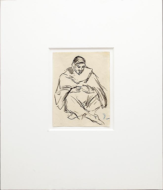 MAXIMILIEN LUCE, tillskr, kolteckning på papper, monogramsign.