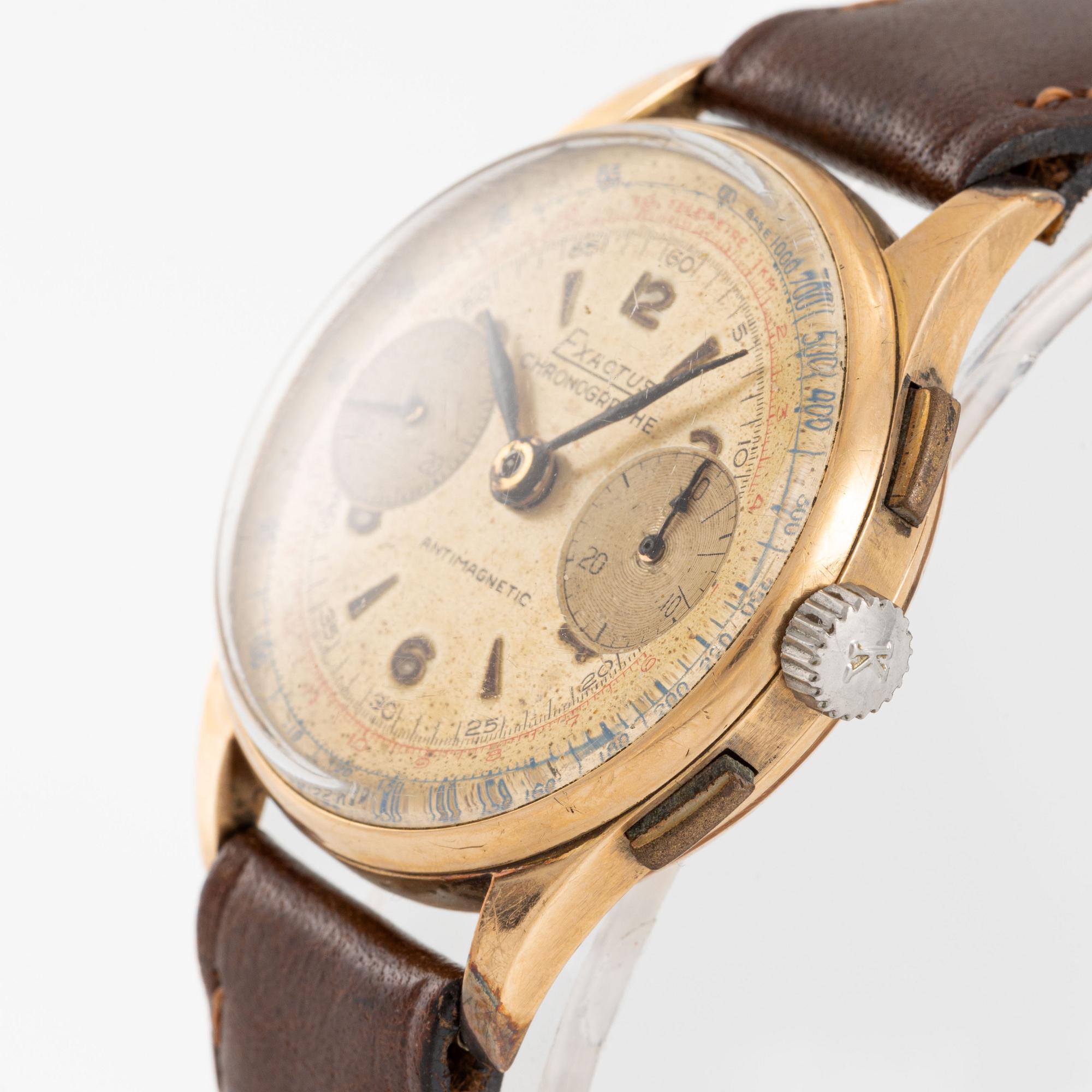 Exactus, chronograph, wristwatch, 33 mm.