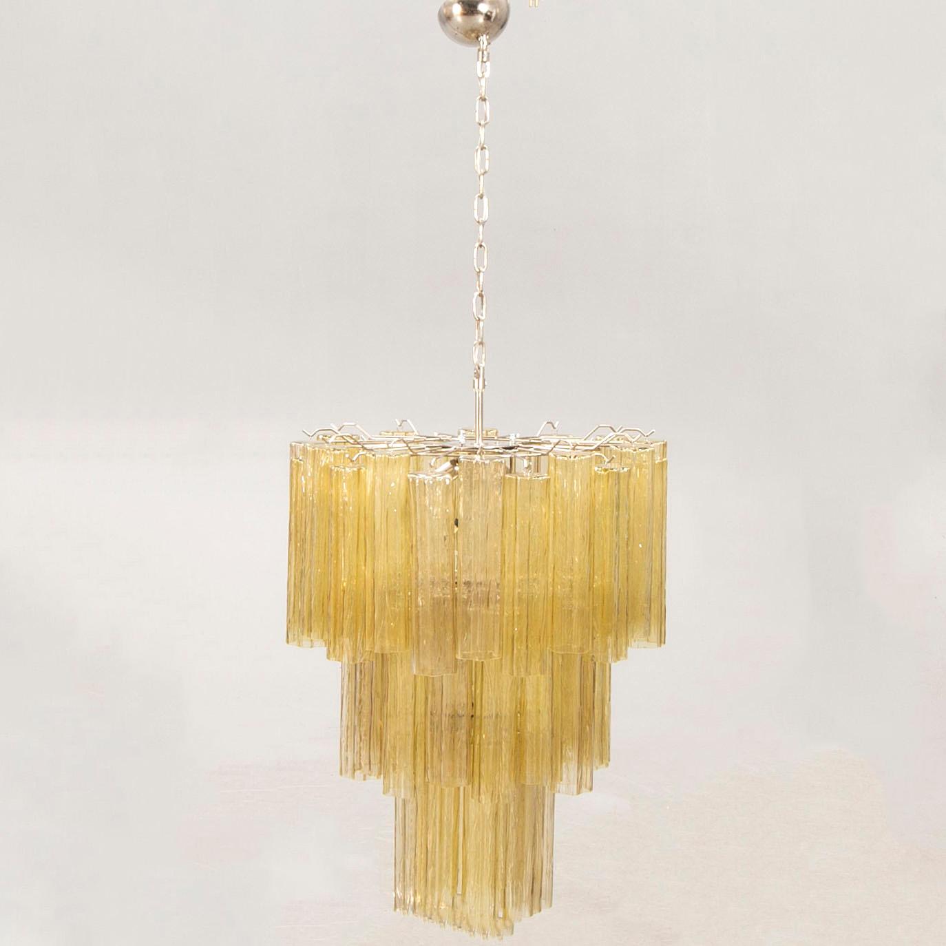 A Toni Zuccheri glass and chrome chandelier for Murano around 2000.