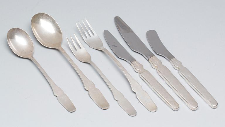 BESTICKSUPPSÄTTNING, silver, 58 delar. Sigurd Person för GAB, 1977. Vikt (inkl knivblad i rostfritt stål) 2.400 gr.