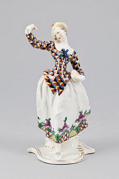 FIGURIN, porslin, efter Franz Anton Bustelli, Nymphenburg, tidigt 1900-tal.