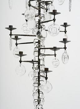 Erik Höglund, a wrought iron and glass chandelier, Boda Smide.