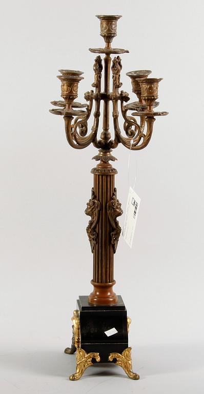 KANDELABER, sten, metall, nyrenässans, sent 1800-tal.