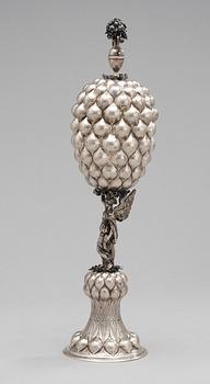 A 19th century goblet with cover, Russian fantasy marks.