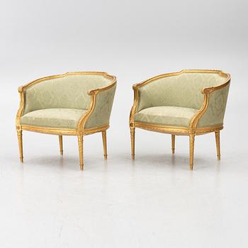 Fåtöljer ett par, Louis XVI-stil, 1900-tales början.