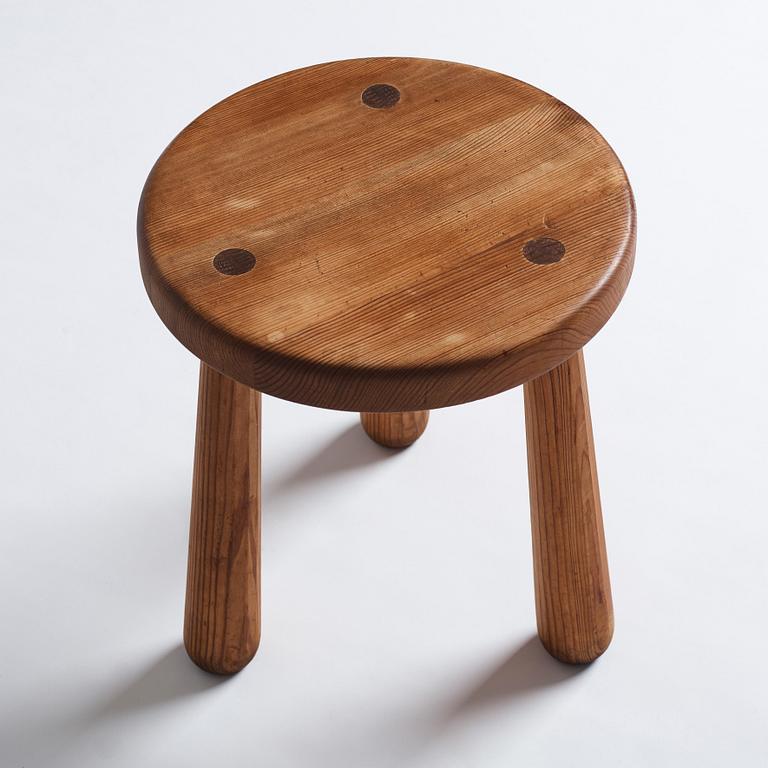 Axel Einar Hjorth, a stained pine 'Utö' stool, Nordiska Kompaniet, Sweden 1930s.