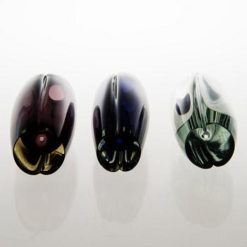 KAJ FRANCK, five 'Usva' glass vases, signed K. Franck, Nuutajärvi Notsjö 1950-60:s.