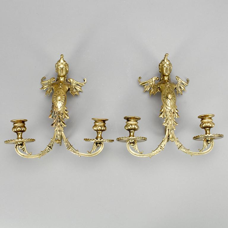 VÄGGAPPLIQUER, ett par, Louis XVI-stil, 1900-tal.