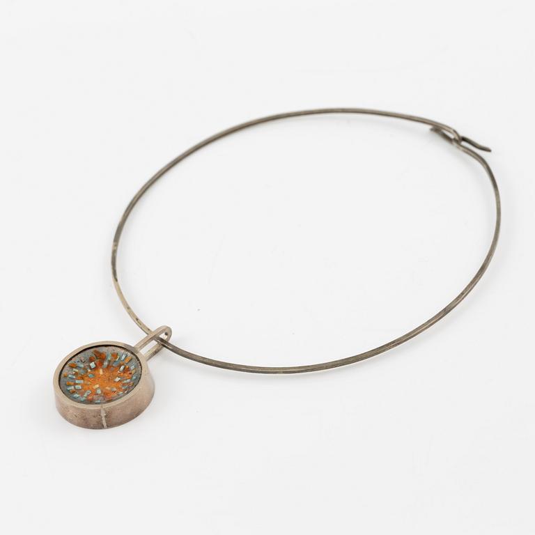 Lars Arby, two brooches and a necklace, sterling silver and enamel, Gothenburg.