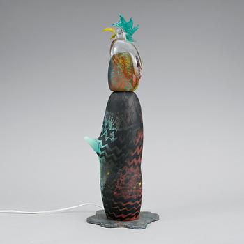 KJELL ENGMAN, skulptur, glas med belysning, Kosta Boda 1994.