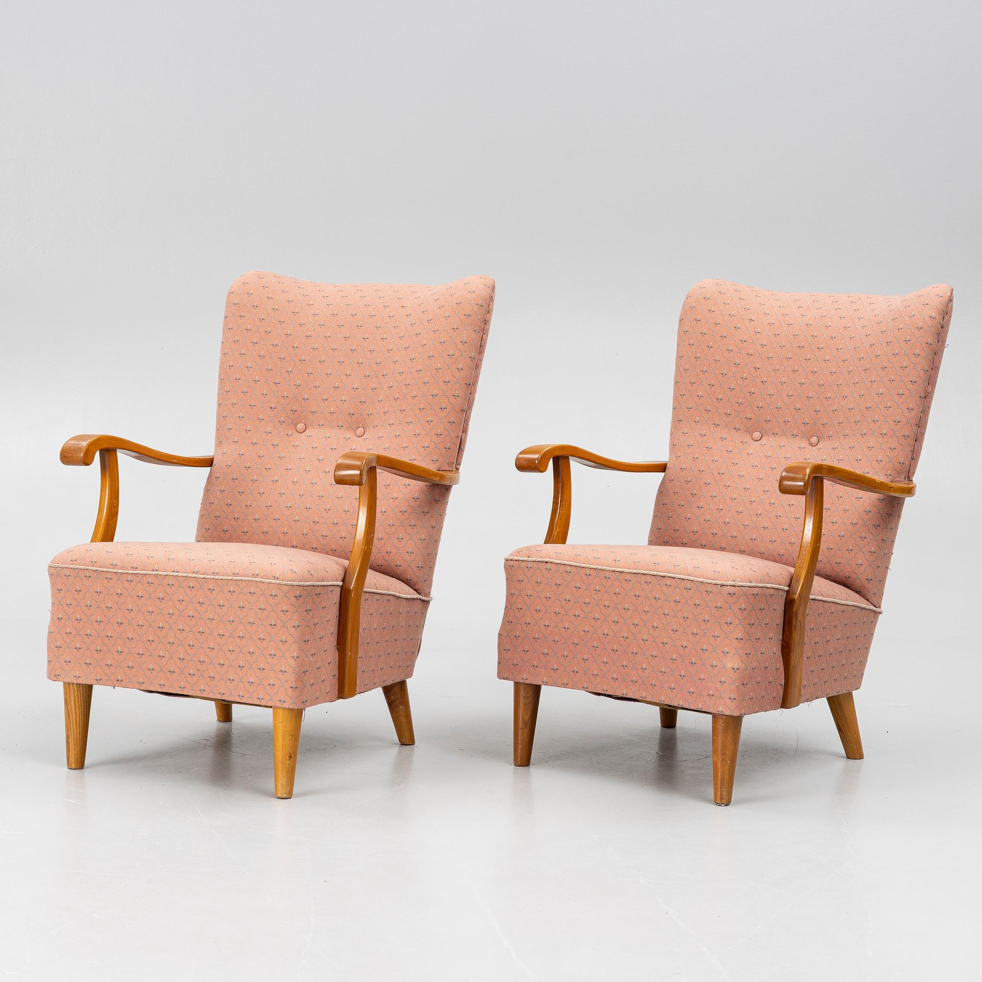 A pair of armchairs, Swedish Modern, 1940s.
