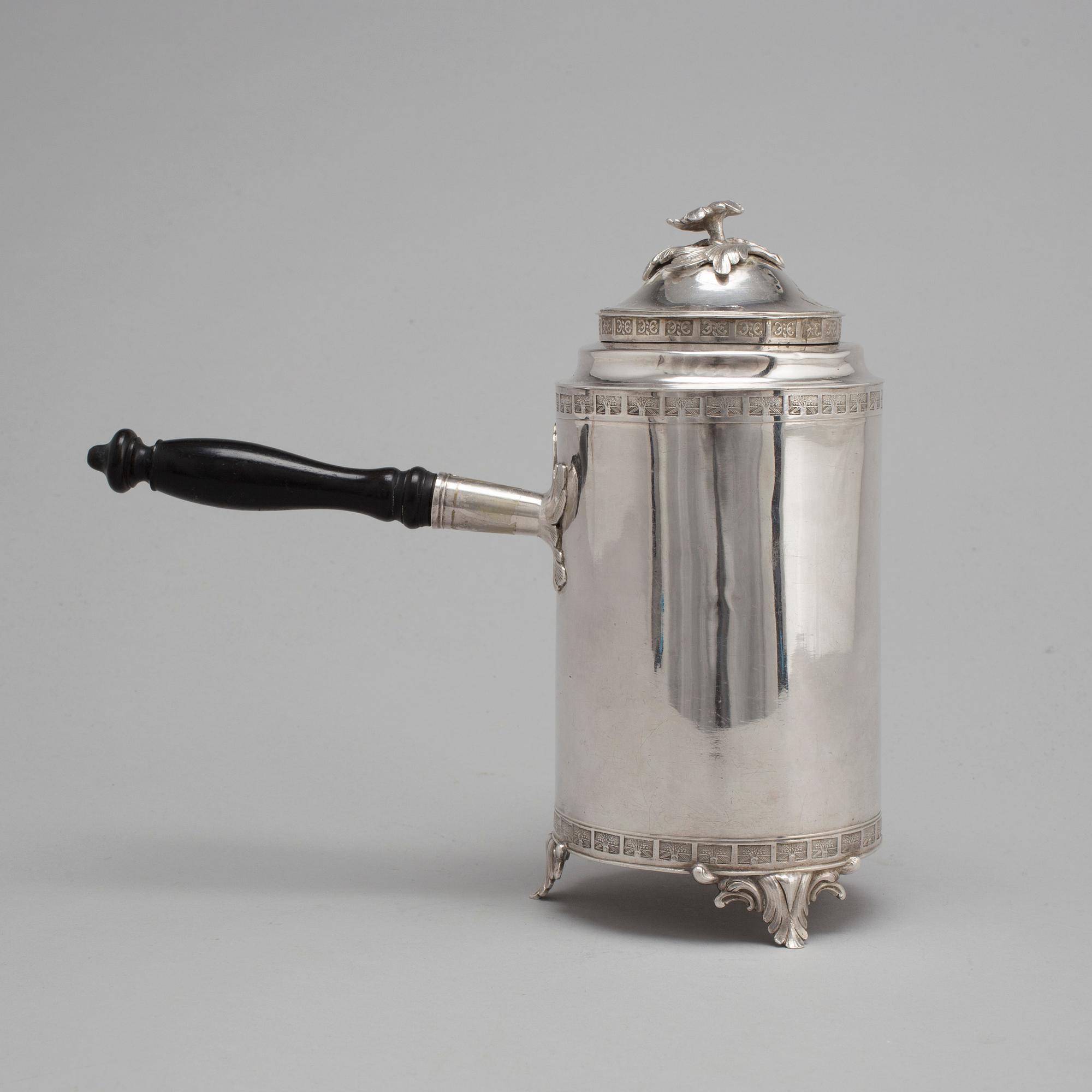 A Swedish 18th century silver coffee-pot, mark of Olof Yttreaus, Uppsala 1780.