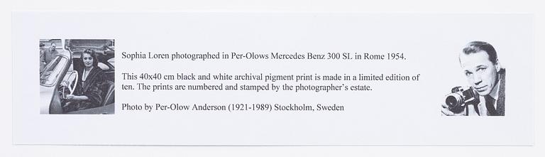 Per-Olow Anderson, "Sophia Loren photographed in Per-Olow's Mercedes Benz 300 in SL Rome 1954".