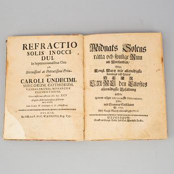 JOHAN BILBERG, bok, "Midnats solens rätta och synlige rum uti Norrlanden", Stockholm 1695.