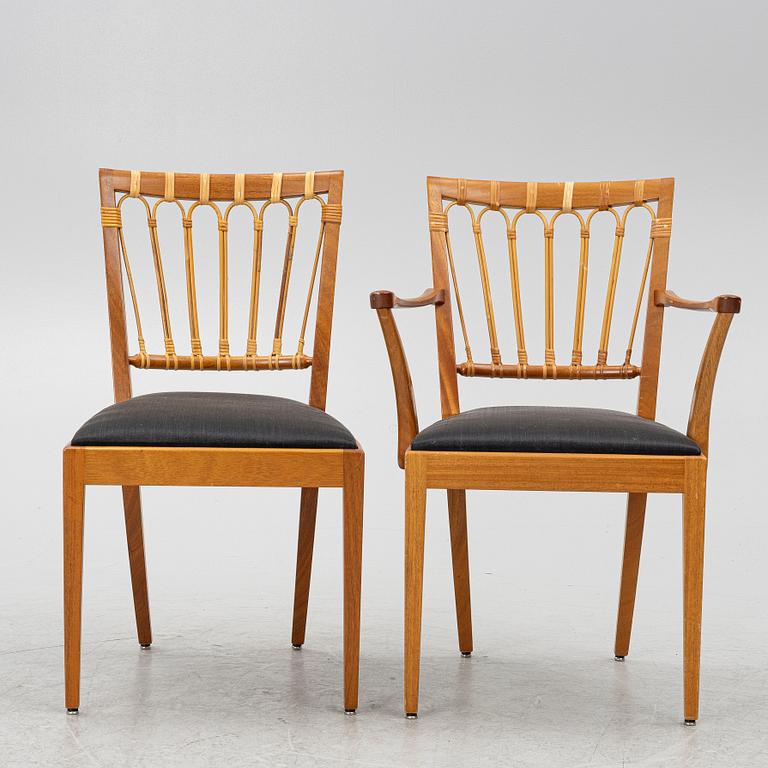 Josef Frank, a set of 8+2 dining chairs, model 1165, Svenskt Tenn, ca 1987.