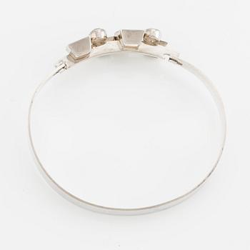 Bangle, Kultasepät Salovaara, silver with white synthetic stones. Turku/Åbo 1968.