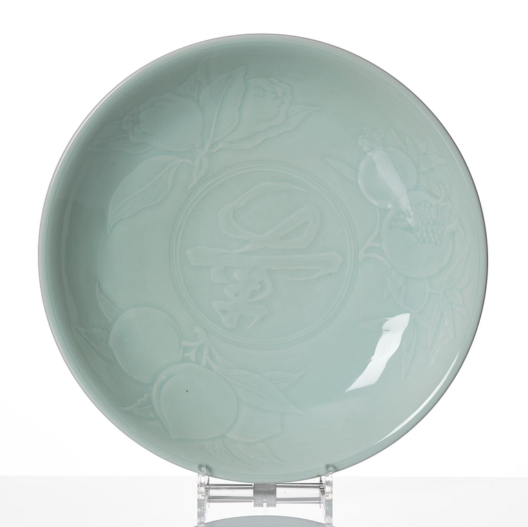A Chinese celadon dish, first half of the 20th Century.