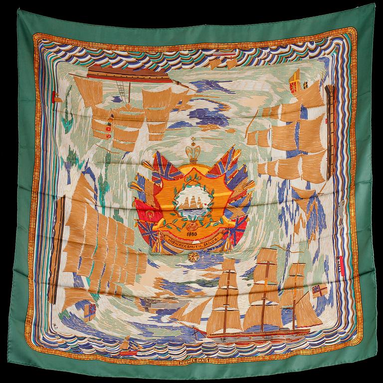 SCARF, siden, "Henry F Smith Sailor", design Philippe Dumas, Hermès, Paris, 1900-talets sista kvartal.