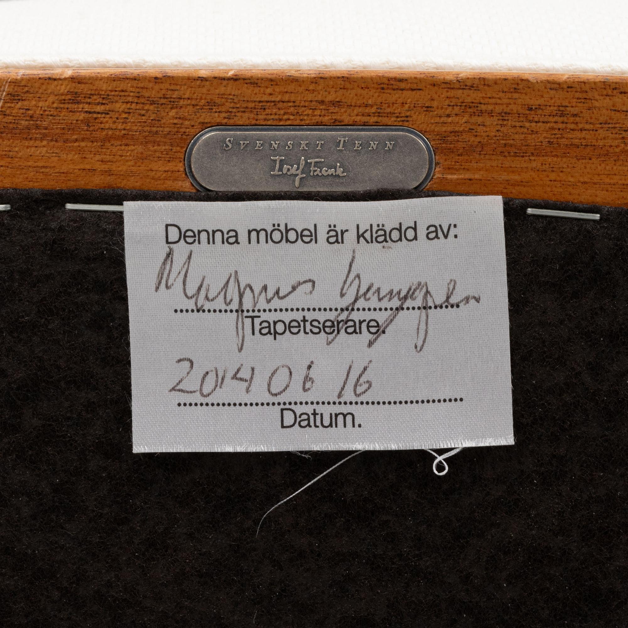 Josef Frank, a pair of armchairs, model 969, Svenskt Tenn.