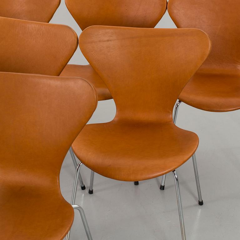 ARNE JACOBSEN, stolar 6 st, "Sjuan", Fritz Hansen, Danmark,