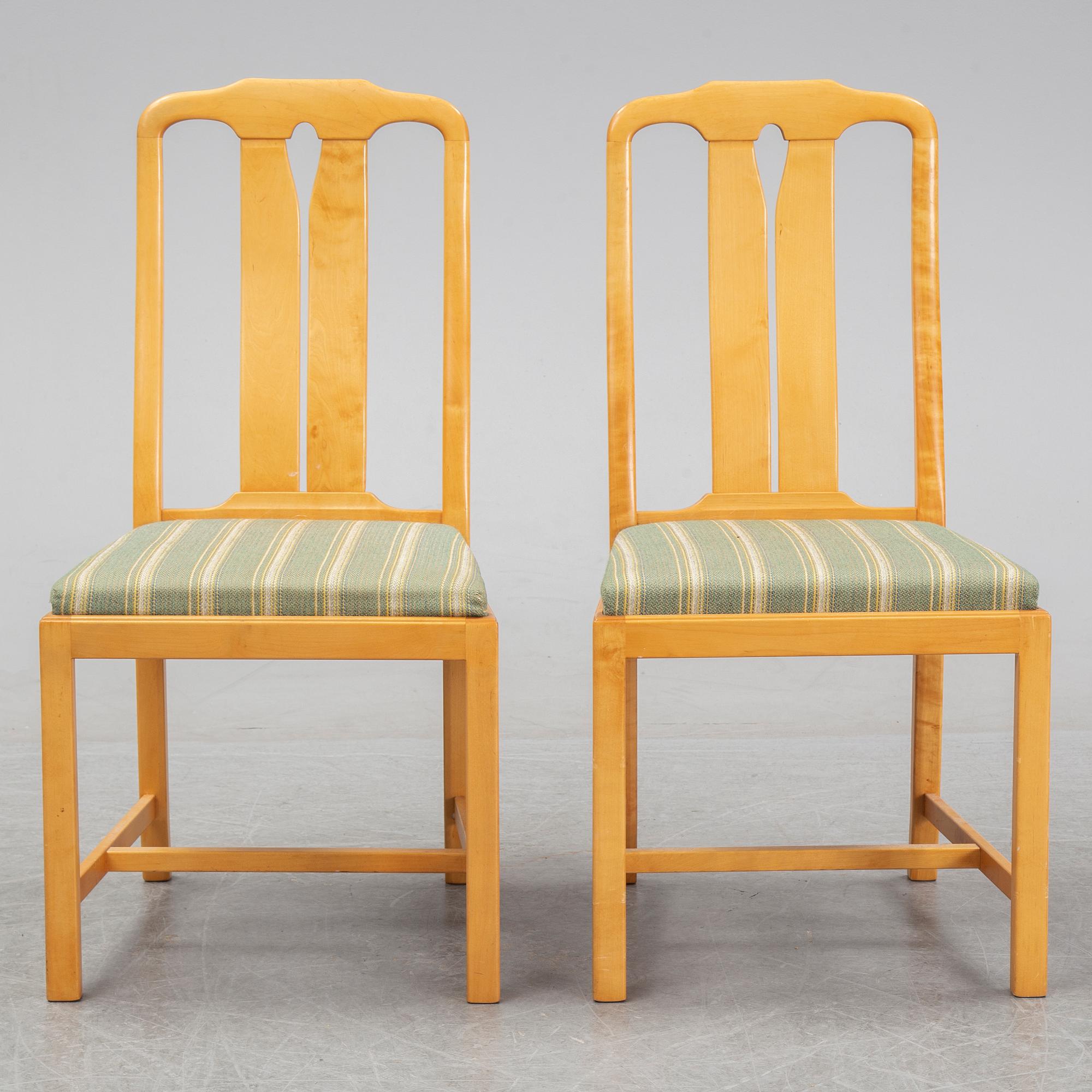 Carl Malmsten, a set of six 'Ambassadör' chairs and a 'Herrgården' dining table, second half of the 20th Century.