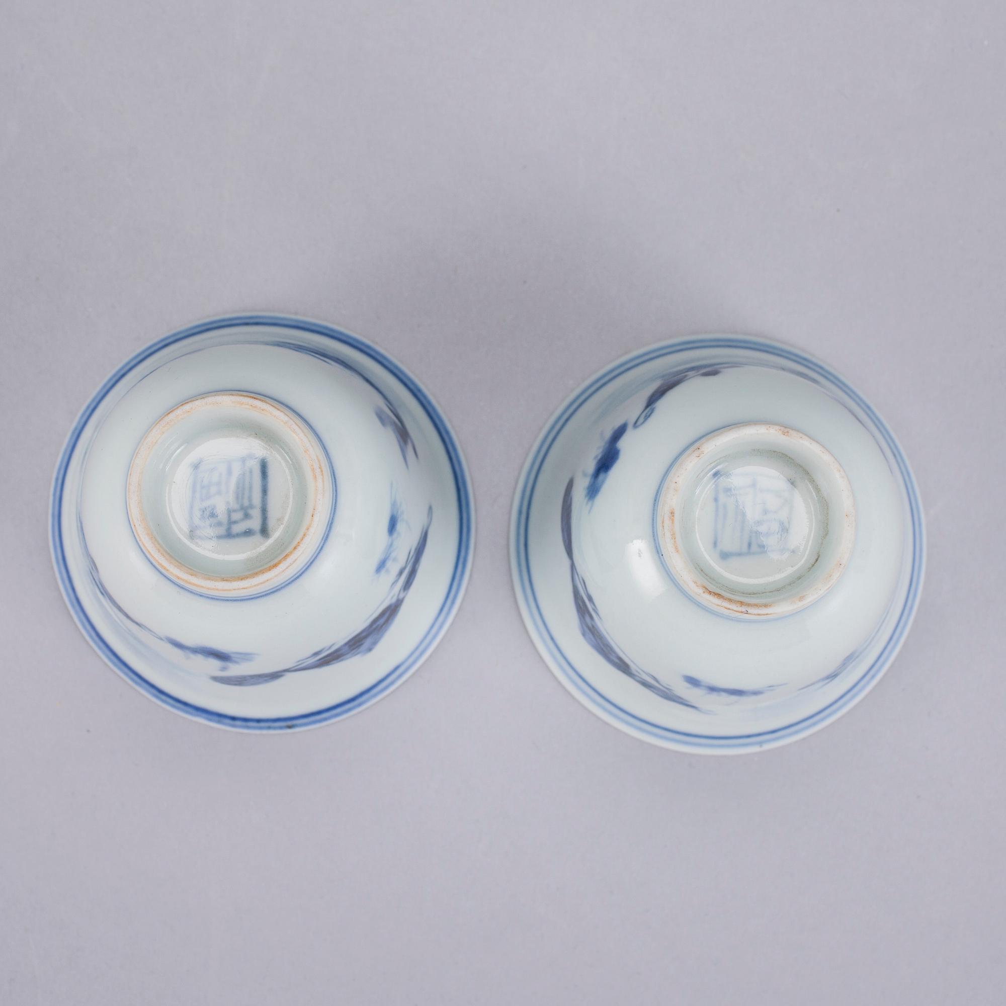 VINBÄGARE, porslin, Kangxi 1700-tal.