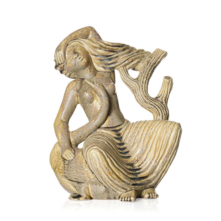 Stig Lindberg, a stoneware sculpture, 'Leda and the Swan', Gustavsberg, Sweden 1940-50s.