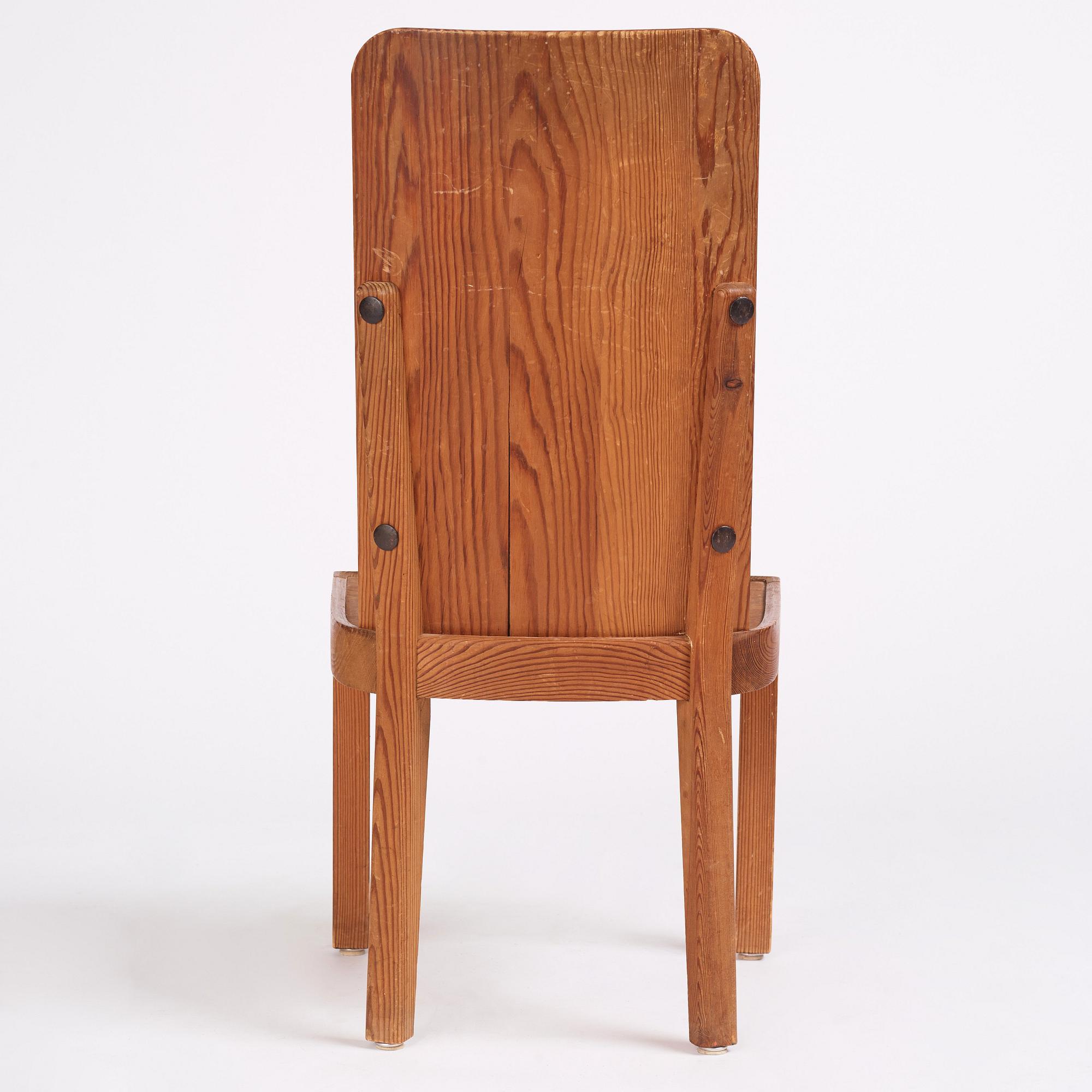 Axel Einar Hjorth, a stained pine 'Lovö' chair, Nordiska Kompaniet, Sweden 1930s.