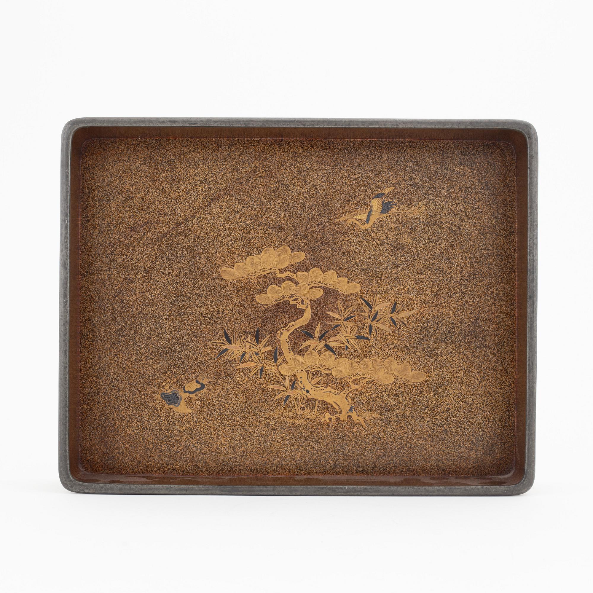 A Japanese laqcuer and maki-e document or paper box, also called "Ryoshibako" Meiji period (1968-1912).