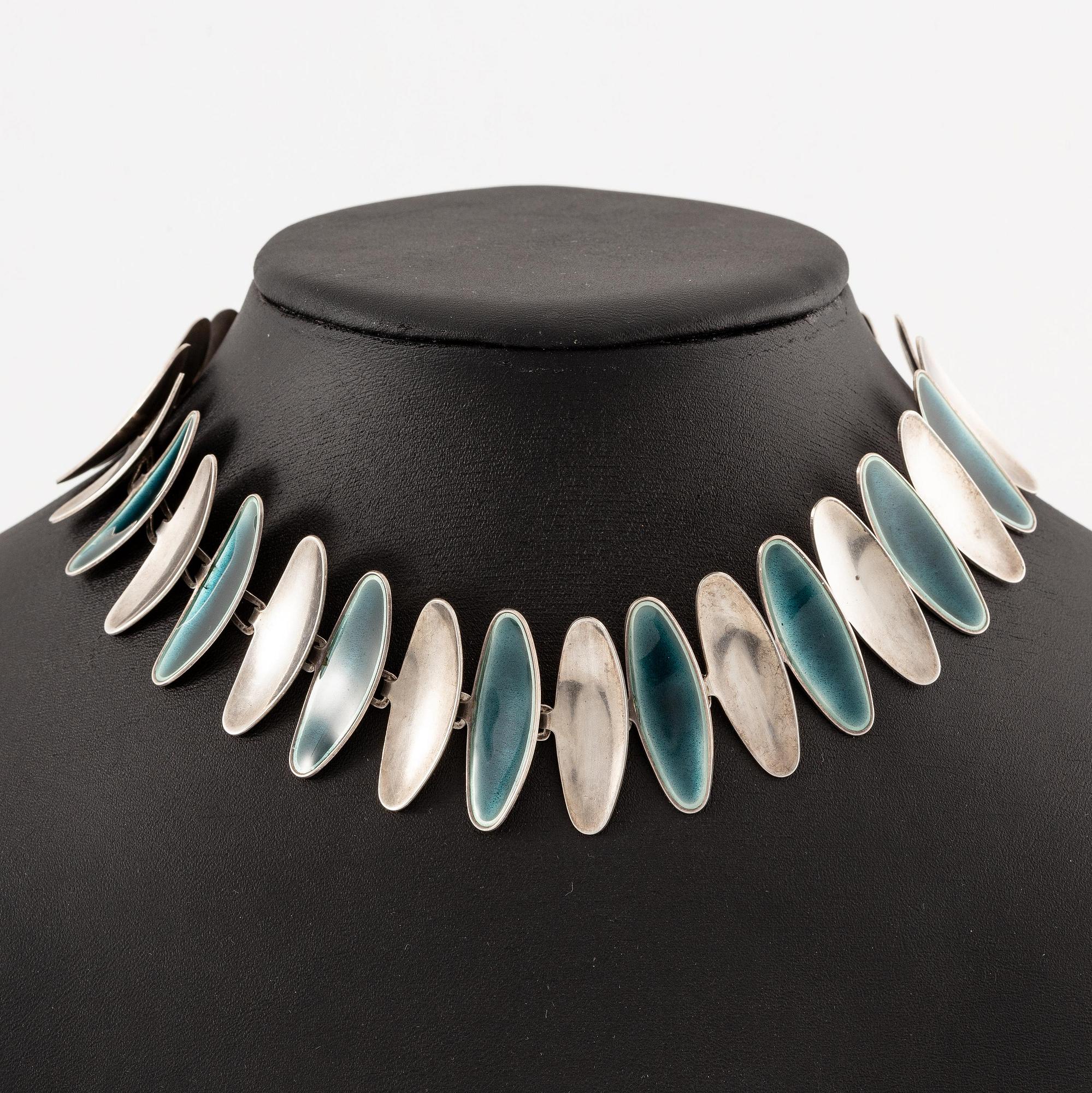 Atelier Borgila, a necklace, silver with enamel, Stockholm 1966.