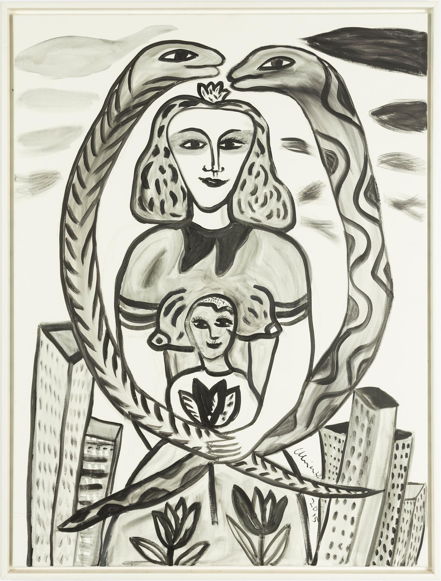 Ulrica Hydman-Vallien, woman with child and snakes.