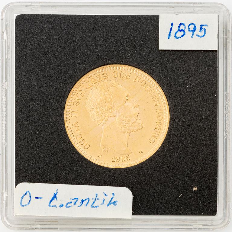 Guldmynt, Oscar II, 20 kronor, typ III, Sverige 1895.