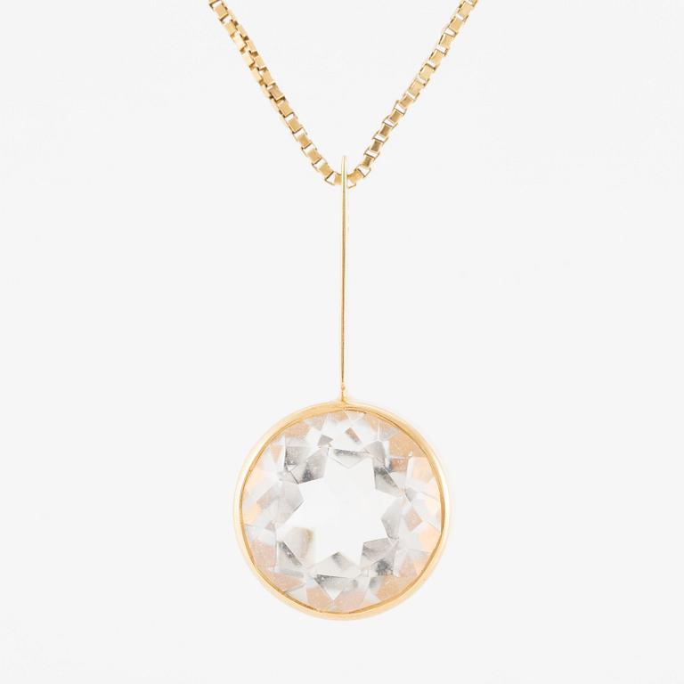 Pendant, 18K gold with rock crystal, chain Balestra 18K gold.