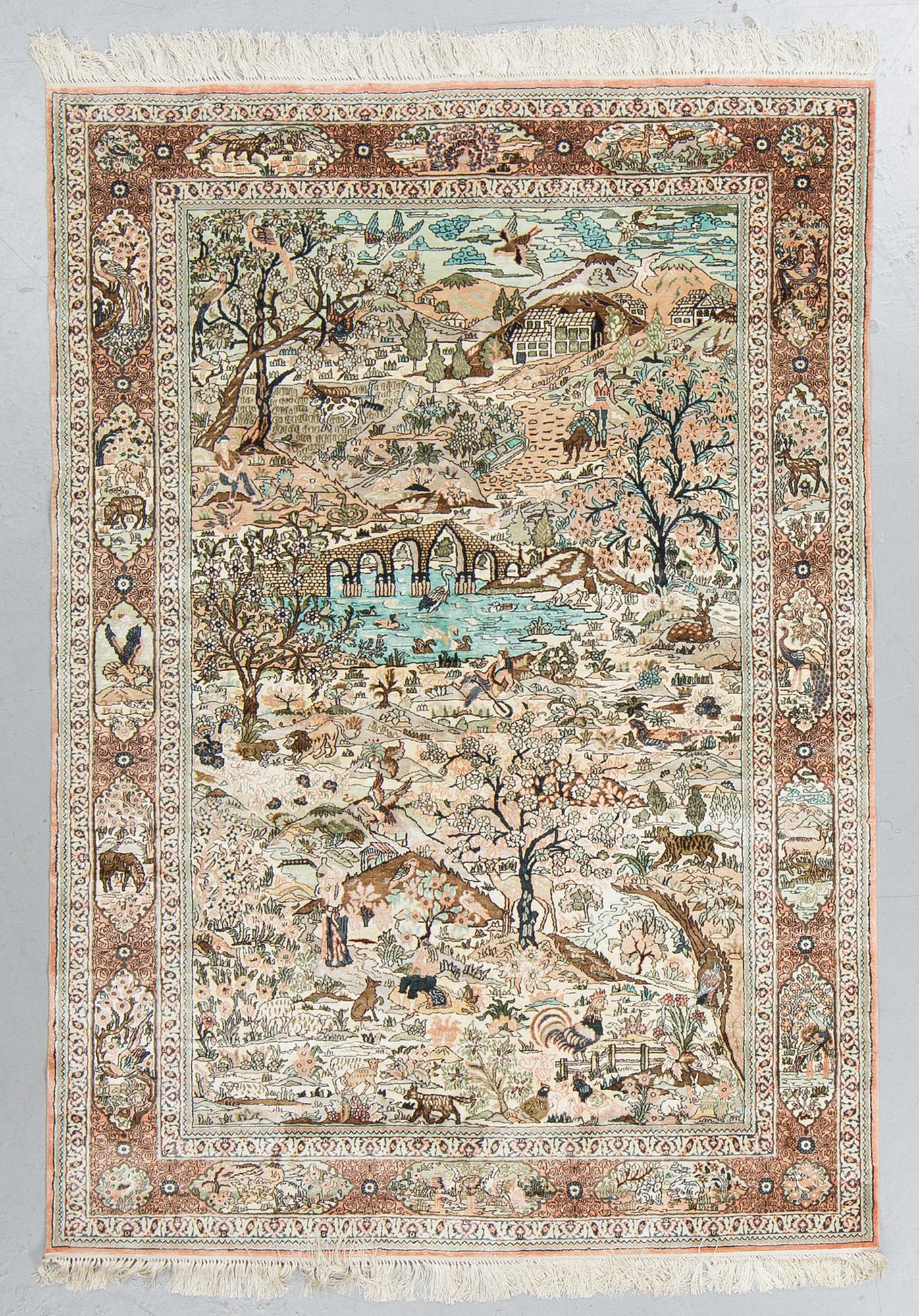 A carpet, oriental silk, ca 177 x 123 cm.