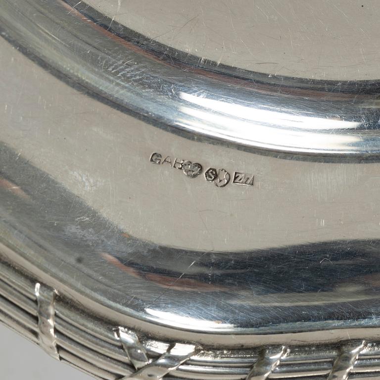 Three silver dishes,  with mark of GAB / CG Hallberg, Stockholm.