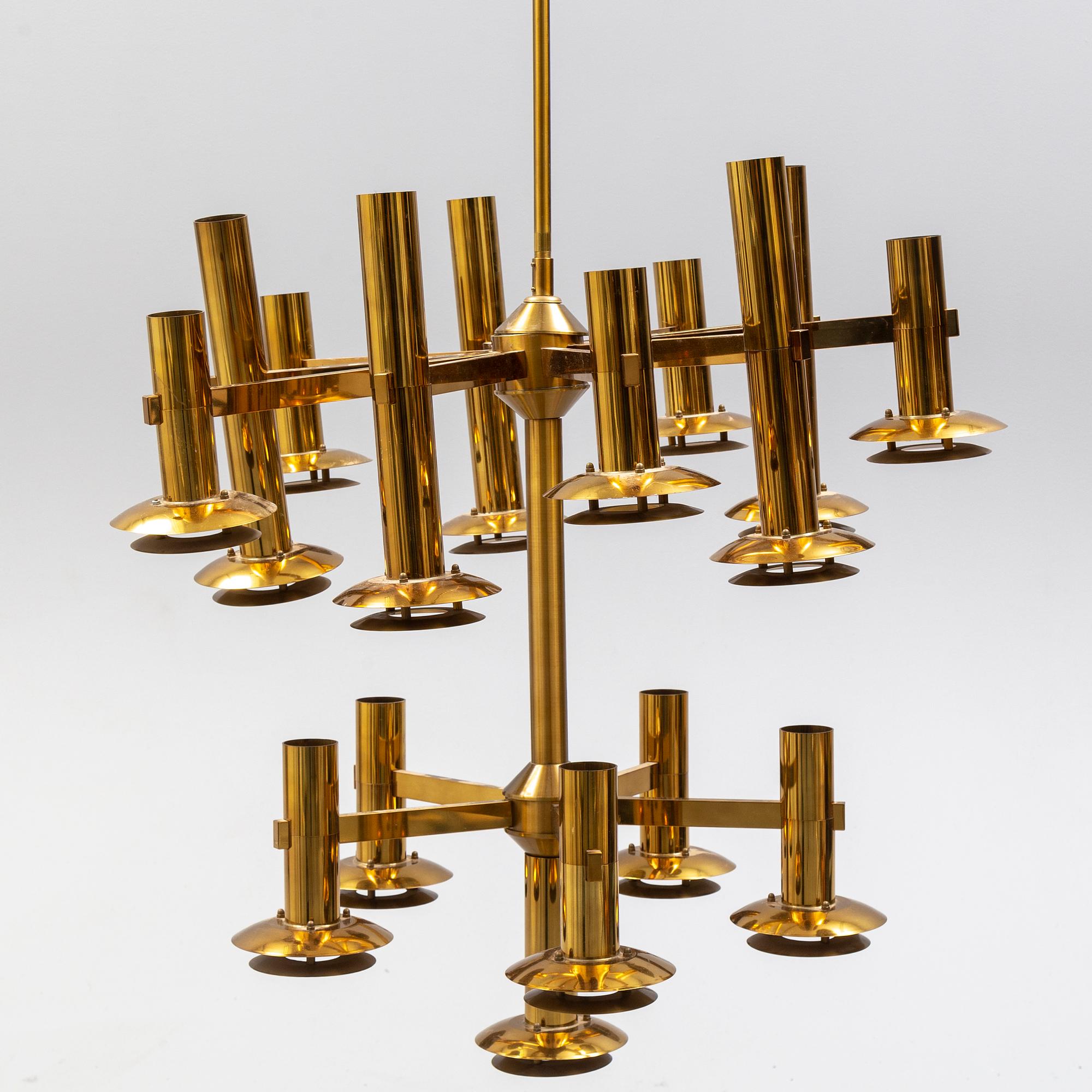 A brass ceiling light by Holger Johansson, Westal.