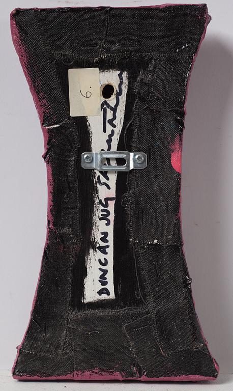Stephen Buckley, mixed media on canvas pasted on wood, signed on verso.