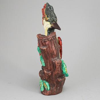 GUNNAR NYLUND, a stoneware sculpture of a woodpecker, Rörstrand, Sweden 1930-40's.